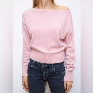 Subdued Boat Neck Knit Sweater in Alex Rose Pink One Size